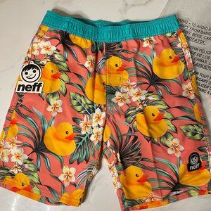 NWT New With Tags: Neff Rubber Duck Swim Trunk Board Shorts Mens S Small Surf